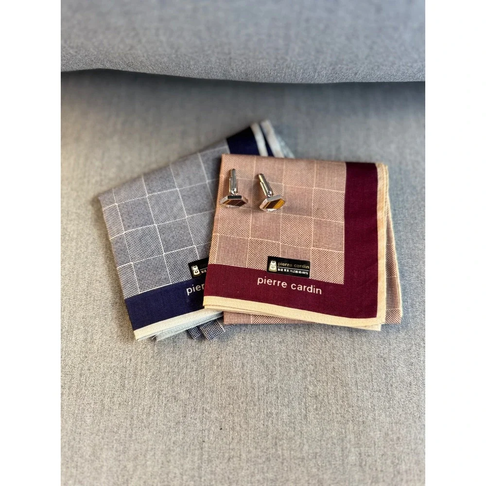 Pierre Cardin Cufflinks and Pocket Square Set‎ Menswear Accessory bundle of 3